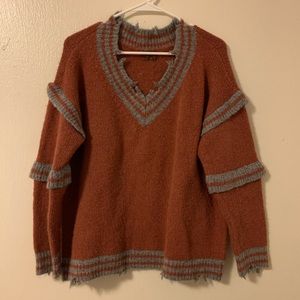 Burnt Orange and Gray Sweater